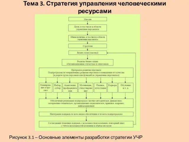 Тема 3. Стратегия управления человеческими ресурсами Рисунок 3.1 – Основные элементы разработки стратегии УЧР