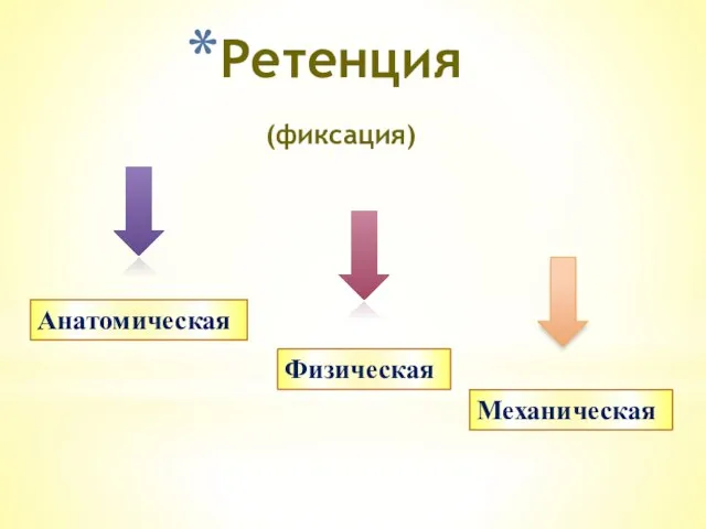 Ретенция (фиксация) Анатомическая Физическая Механическая