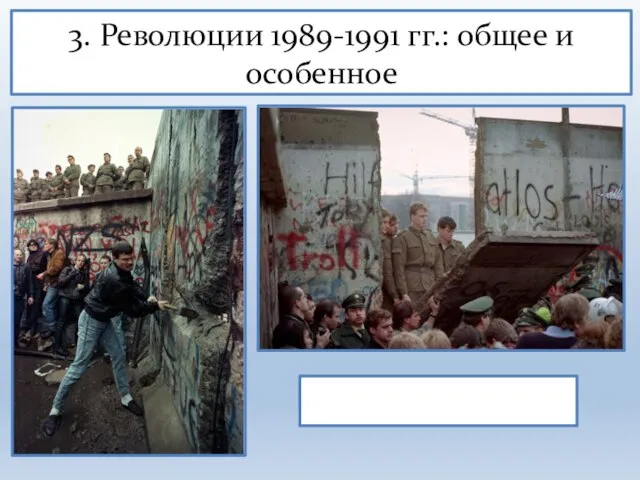 3. Революции 1989-1991 гг.: общее и особенное 11 ноября 1989 г. — падение Берлинской стены.