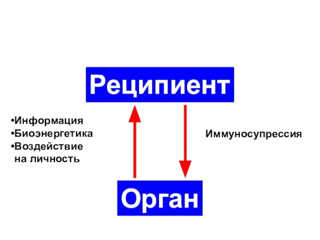 Реципиент Орган Информация Биоэнергетика Воздействие на личность Иммуносупрессия