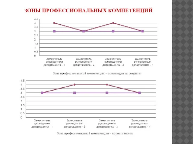 ЗОНЫ ПРОФЕССИОНАЛЬНЫХ КОМПЕТЕНЦИЙ Зона профессиональной компетенции – ориентация на результат Зона профессиональной компетенции – нормативность