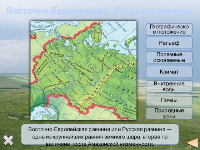 Восточно-Европейская (Русская) равнина Восточно-Европейская равнина или Русская равнина — одна из