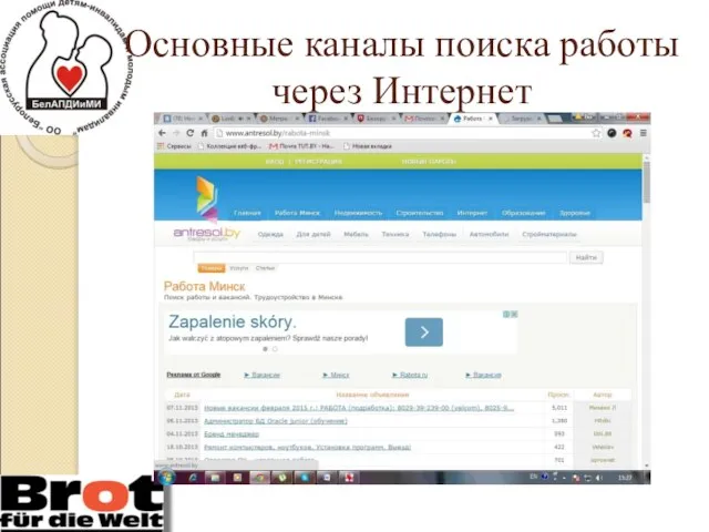 Основные каналы поиска работы через Интернет