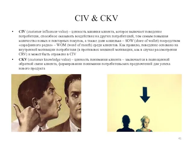 CIV & CKV CIV (customer influencer value) – ценность влияния клиента,