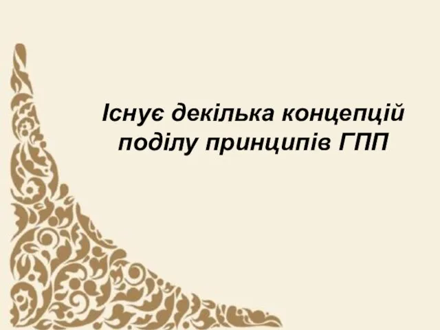 Існує декілька концепцій поділу принципів ГПП