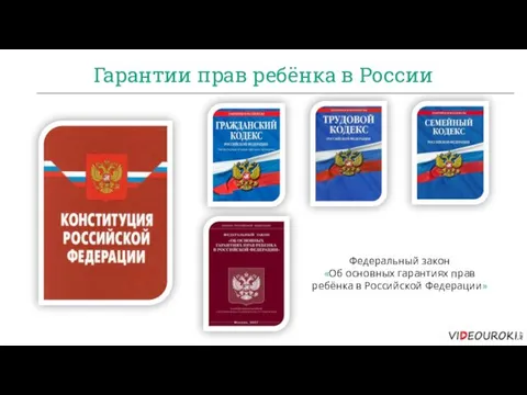 Гарантии прав ребёнка в России Федеральный закон «Об основных гарантиях прав ребёнка в Российской Федерации»