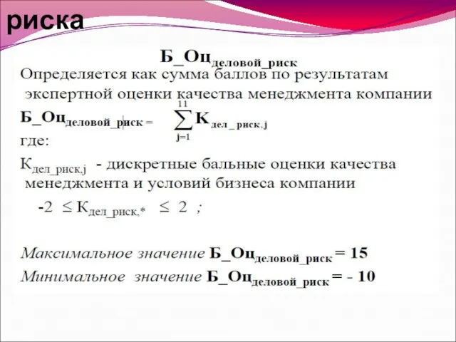 Балльная оценка делового риска