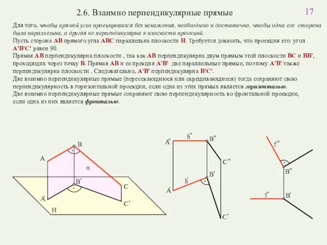 Для того, чтобы прямой угол проецировался без искажения, необходимо и достаточно,