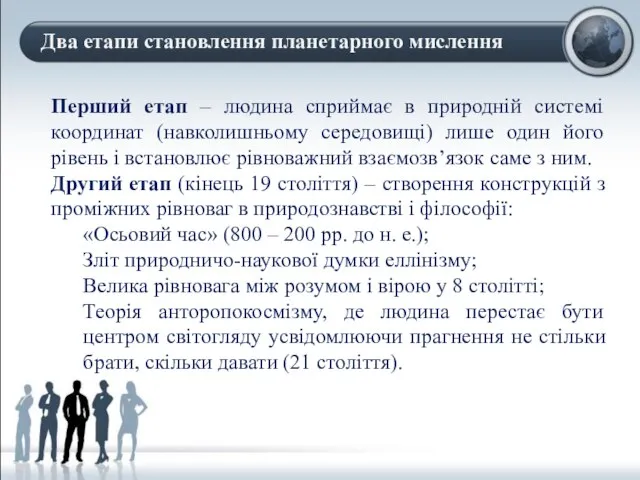 Перший етап – людина сприймає в природній системі координат (навколишньому середовищі)