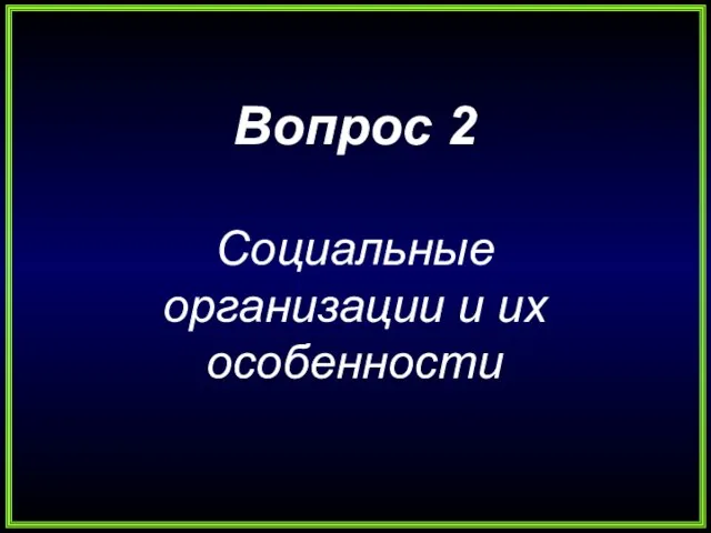 Вопрос 2 Социальные организации и их особенности