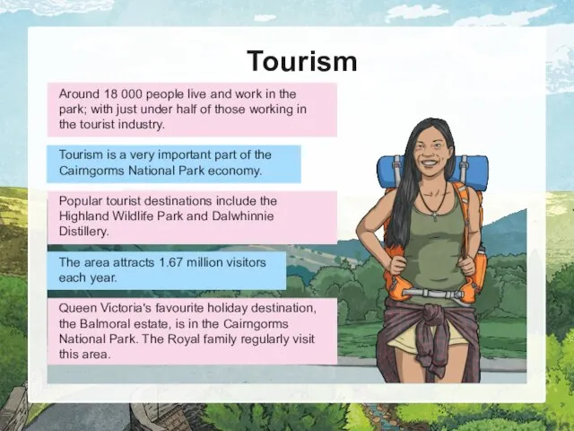 Tourism Around 18 000 people live and work in the park;