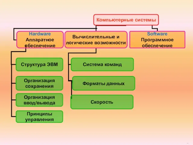Компьютерные системы Hardware Аппаратное обеспечение Software Программное обеспечение Вычислительные и логические