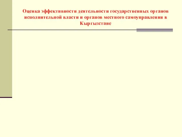 Оценка эффективности деятельности государственных органов исполнительной власти и органов местного самоуправления в Кыргызстане