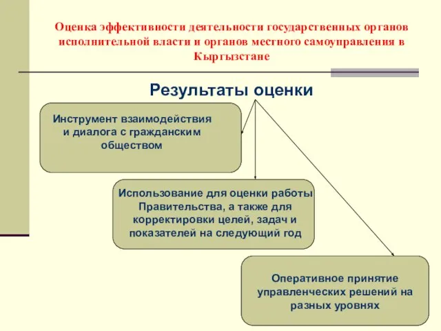 Результаты оценки Оценка эффективности деятельности государственных органов исполнительной власти и органов