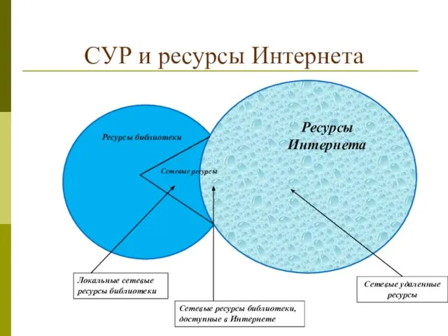 СУР и ресурсы Интернета Ресурсы библиотеки Ресурсы Интернета Сетевые ресурсы Сетевые