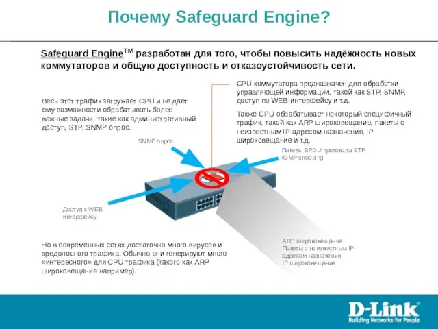 Safeguard EngineTM разработан для того, чтобы повысить надёжность новых коммутаторов и