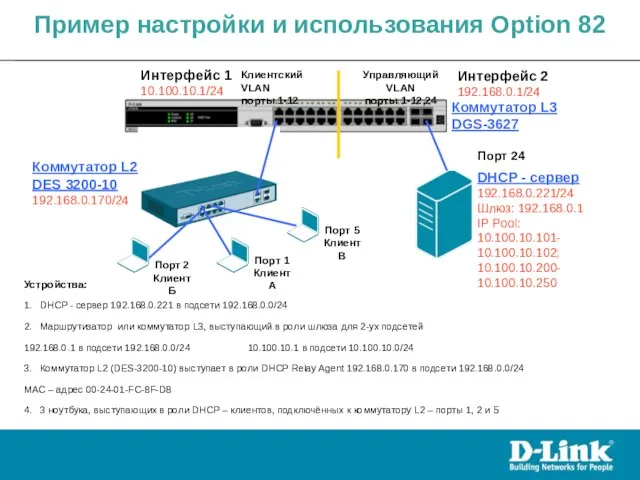 Устройства: 1. DHCP - сервер 192.168.0.221 в подсети 192.168.0.0/24 2. Маршрутизатор