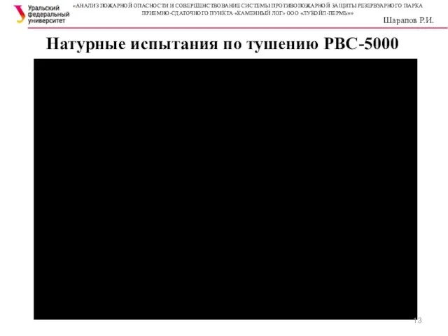 Натурные испытания по тушению РВС-5000 «АНАЛИЗ ПОЖАРНОЙ ОПАСНОСТИ И СОВЕРШЕНСТВОВАНИЕ СИСТЕМЫ