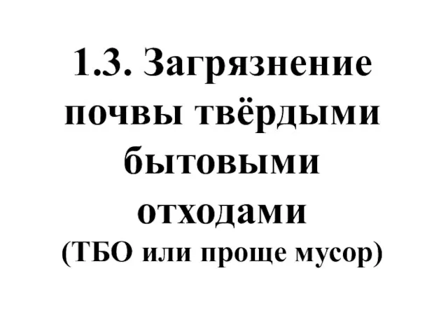 1.3. Загрязнение почвы твёрдыми бытовыми отходами (ТБО или проще мусор)