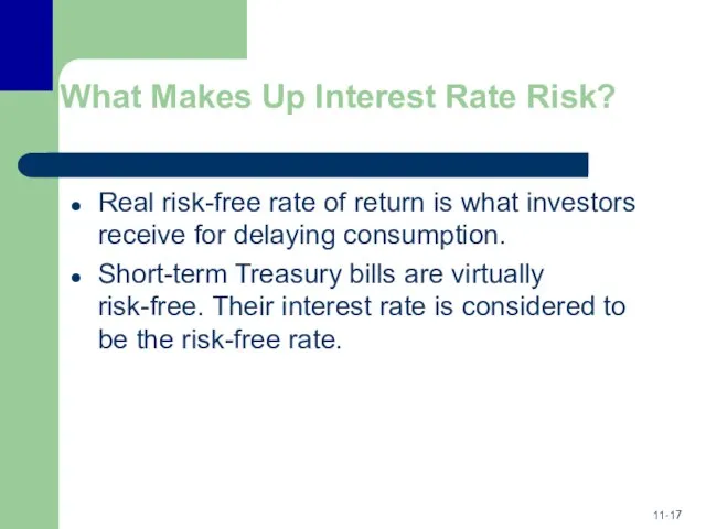 What Makes Up Interest Rate Risk? Real risk-free rate of return