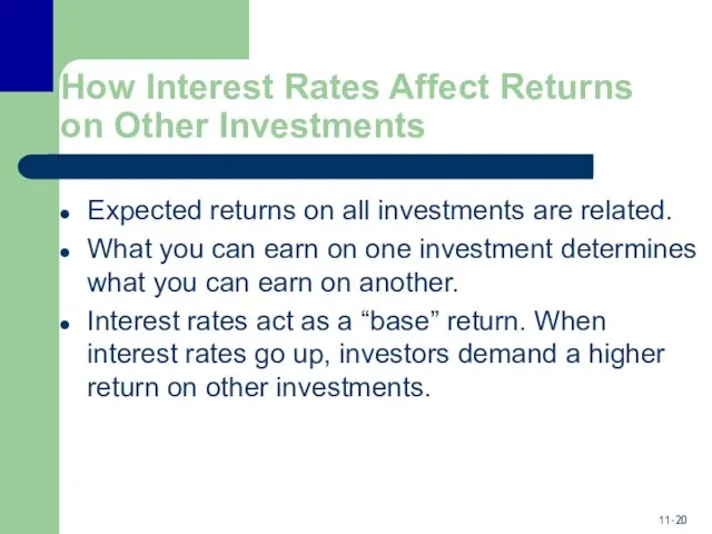 How Interest Rates Affect Returns on Other Investments Expected returns on