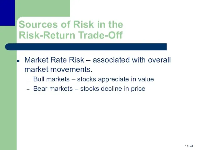 Sources of Risk in the Risk-Return Trade-Off Market Rate Risk –