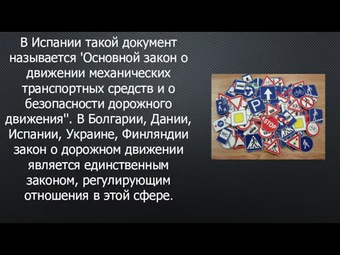 В Испании такой документ называется 'Основной закон о движении механических транспортных