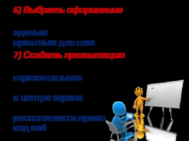 6) Выбрать оформление стилевое оформление должно быть единым для всей презентации,