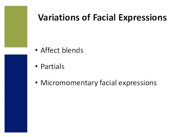 Variations of Facial Expressions Affect blends Partials Micromomentary facial expressions