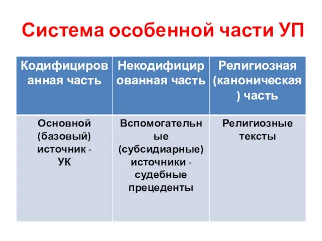 Система особенной части УП