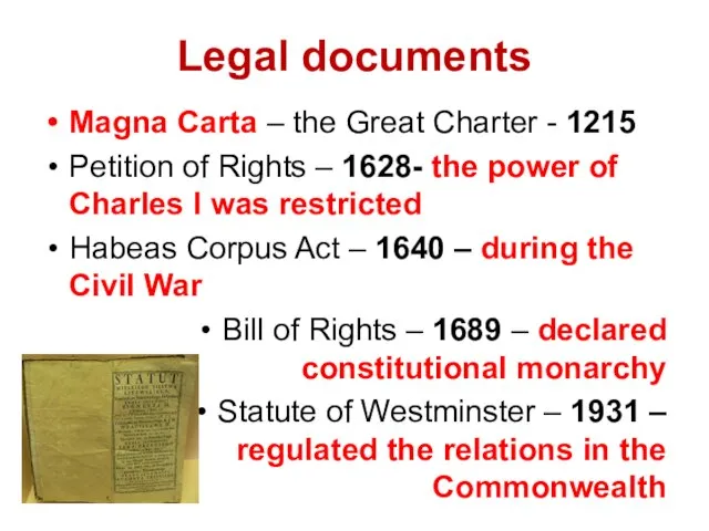 Legal documents Magna Carta – the Great Charter - 1215 Petition