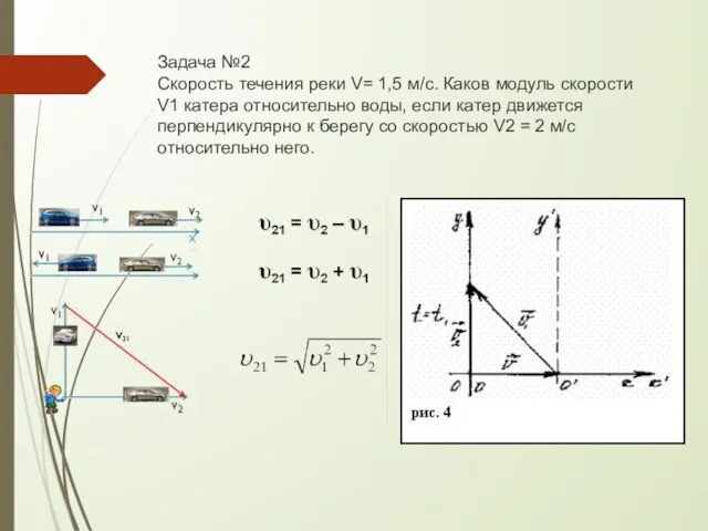 Задача №2 Скорость течения реки V= 1,5 м/с. Каков модуль скорости