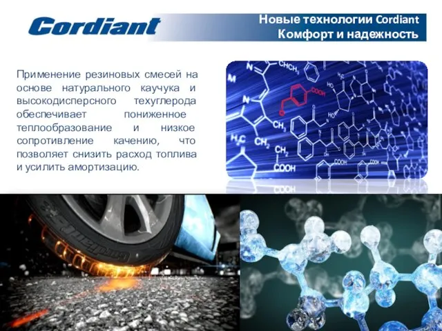 Новые технологии Cordiant Комфорт и надежность Применение резиновых смесей на основе