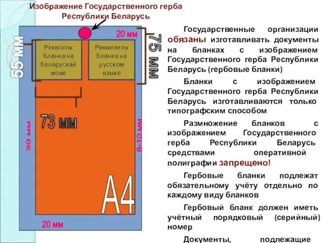 Изображение Государственного герба Республики Беларусь Государственные организации обязаны изготавливать документы на