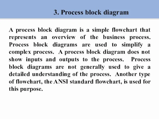 3. Process block diagram A process block diagram is a simple
