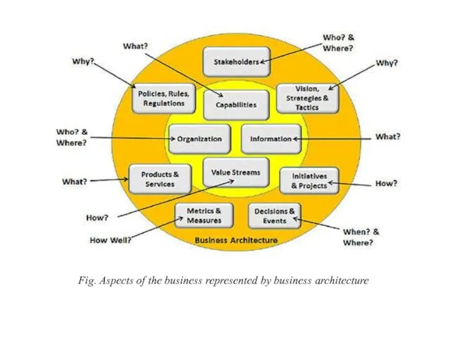 Fig. Aspects of the business represented by business architecture