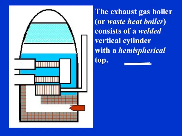 The exhaust gas boiler (or waste heat boiler) consists of a