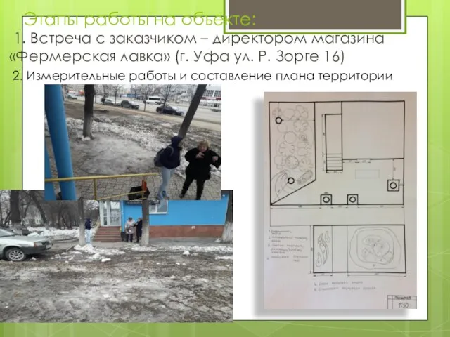 Этапы работы на объекте: 1. Встреча с заказчиком – директором магазина