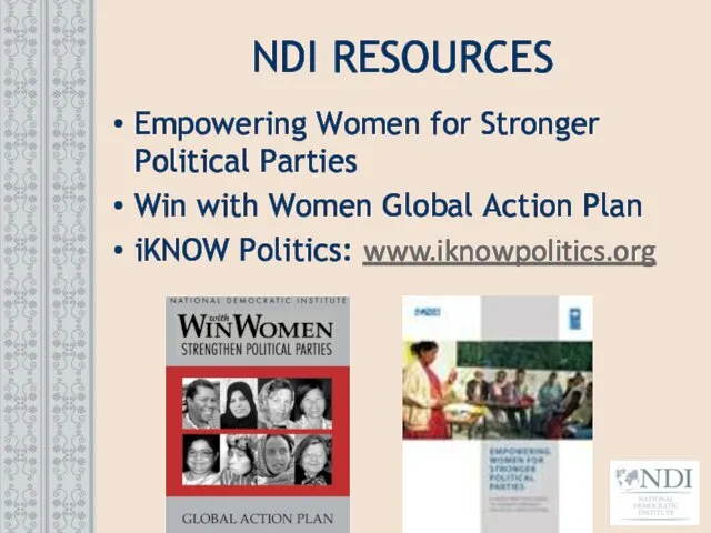 NDI RESOURCES Empowering Women for Stronger Political Parties Win with Women