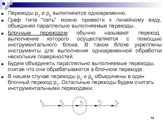 Переходы p3 и p4 выполняются одновременно. Граф типа "сеть" можно привести