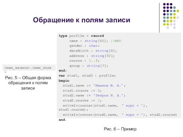 Обращение к полям записи . Рис. 5 – Общая форма обращения