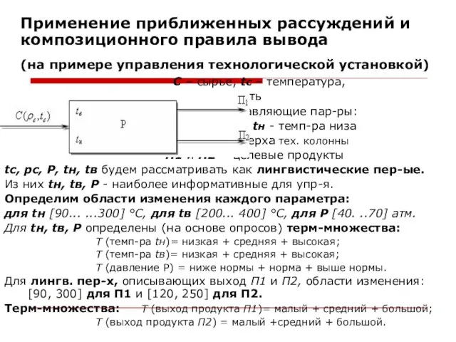 Применение приближенных рассуждений и композиционного правила вывода (на примере управления технологической