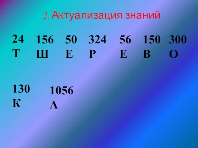 130 К 1056 А 2. Актуализация знаний