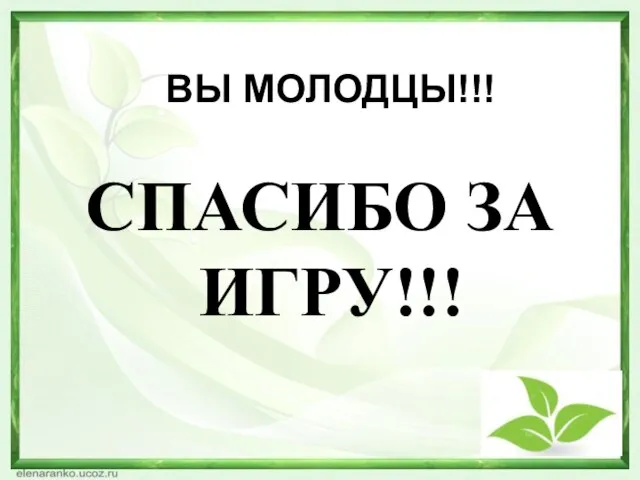 ВЫ МОЛОДЦЫ!!! СПАСИБО ЗА ИГРУ!!!