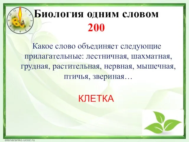 Биология одним словом 200 Какое слово объединяет следующие прилагательные: лестничная, шахматная,