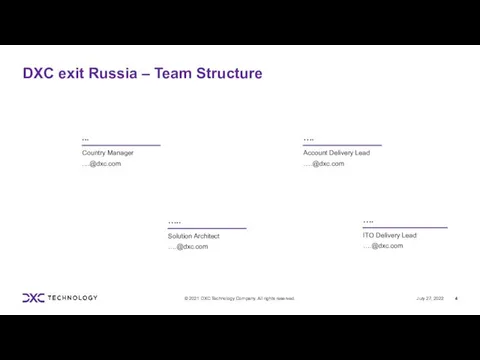 DXC exit Russia – Team Structure