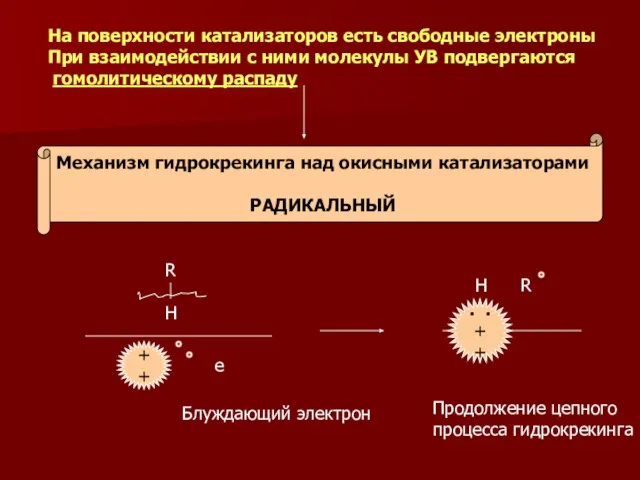 На поверхности катализаторов есть свободные электроны При взаимодействии с ними молекулы