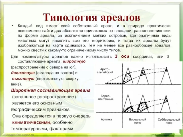 Типология ареалов Каждый вид имеет свой собственный ареал, и в природе