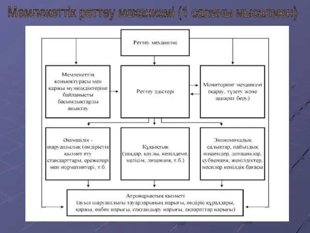 Мемлекеттік реттеу механизмі (1 саланы мысалмен)