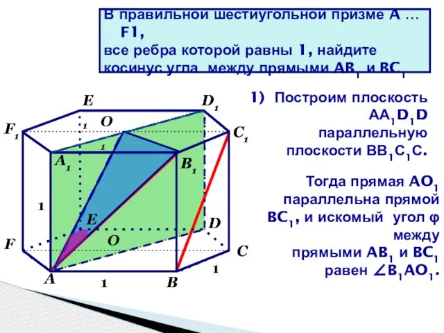 1 1 1 О О1 В правильной шестиугольной призме A …